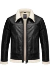 Amaci&Sons Lederjacke OATMAN Schwarz/Creme