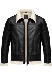 Amaci&Sons Lederjacke OATMAN Schwarz/Creme