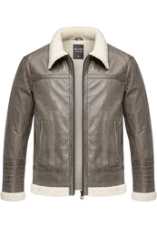 Amaci&Sons Lederjacke OATMAN Schwarz/Creme