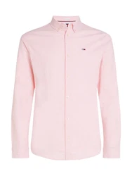 Tommy Jeans Hemd TJM Slim Stretch Oxford Shirt mit Flaglabel auf der Brust Rosa