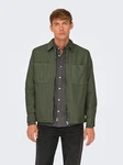 ONLY & SONS Langarmhemd Cordjacke Dunkelgrün/Grün/Khaki
