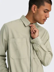 ONLY & SONS Langarmhemd Cordjacke Khaki/Dunkelgrün