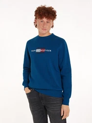 Tommy Hilfiger Sweatshirt HILFIGER FLAG EMBRO SWEATSHIRT blau