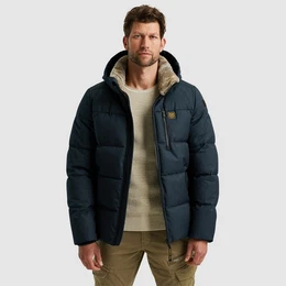 Steppjacke Semi long jacket YETCRAFT Melange Twill mit Kapuze