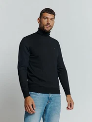NO EXCESS Rollkragenpullover mit Logo-Badge 