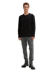 TOM TAILOR Henleyshirt mit Henley Ausschnitt Dunkelgrau/Grau/Hellgrau/Grün