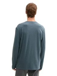 TOM TAILOR Henleyshirt mit Henley Ausschnitt Grau/Hellgrau