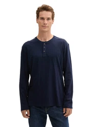 TOM TAILOR Henleyshirt mit Henley Ausschnitt Dunkelblau/Blau/Lila