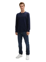TOM TAILOR Henleyshirt mit Henley Ausschnitt Dunkelblau/Blau/Lila