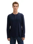 TOM TAILOR Henleyshirt mit Henley Ausschnitt Dunkelblau/Blau/Lila
