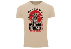 Neverless Print-Shirt Hattori Hanzo Sword and Sushi Okinawa Japan Khaki/Braun/Gelb
