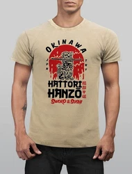 Neverless Print-Shirt Hattori Hanzo Sword and Sushi Okinawa Japan Khaki/Braun/Gelb
