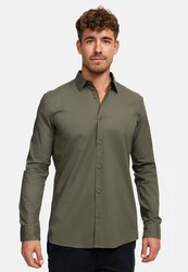 Indicode Langarmhemd INKamby Khaki/Dunkelgrün