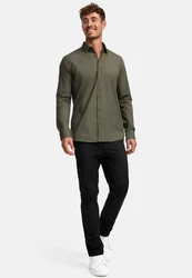Indicode Langarmhemd INKamby Khaki/Dunkelgrün