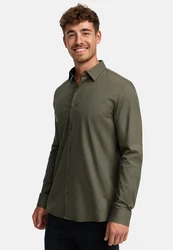 Indicode Langarmhemd INKamby Khaki/Dunkelgrün