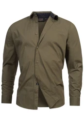 Indicode Langarmhemd INKamby Khaki/Dunkelgrün