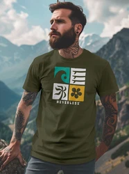 Neverless Herren T-Shirt Surfing Icons Rosa/Dunkelgrün