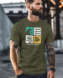 Neverless Herren T-Shirt Surfing Icons Rosa/Dunkelgrün