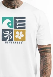 Neverless Herren T-Shirt Surfing Icons Rosa/Dunkelgrau/Dunkelgrün