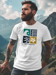 Neverless Herren T-Shirt Surfing Icons Rosa/Dunkelgrau/Dunkelgrün