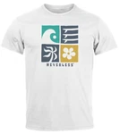 Neverless Herren T-Shirt Surfing Icons Rosa/Dunkelgrau/Dunkelgrün