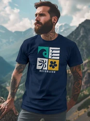 Neverless Herren T-Shirt Surfing Icons Rosa/Dunkelblau/Blau