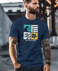 Neverless Herren T-Shirt Surfing Icons Rosa/Dunkelblau/Blau