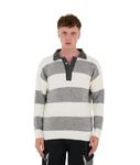Denim Distriqt Strickpullover Herren Strick Sweatshirt mit Polokragen im Oversizes Stil Grau