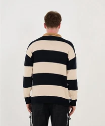 Denim Distriqt Strickpullover Herren Strick Sweatshirt mit Polokragen im Oversizes Stil Camel