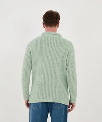 Denim Distriqt Strickpullover Feinstrick mit offenem Polokragen im Oversize Style Mint