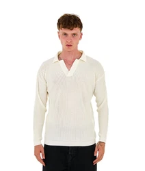 Denim Distriqt Strickpullover mit Polokragen in Relaxed Fit Weiß