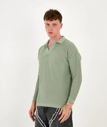 Denim Distriqt Strickpullover mit Polokragen in Relaxed Fit Mint