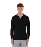 Denim Distriqt Strickpullover mit Polokragen in Relaxed Fit Schwarz