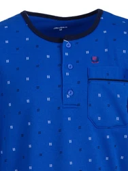 Henry Terre Nachthemd Thermo Nachthemd Blau/Hellblau