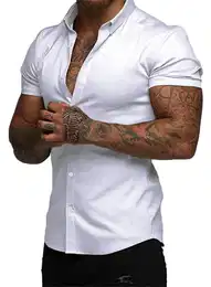Kurzarmhemd Herren Sommerhemd Kurzarm Atmungsaktiv Freizeithemd Elastische (Herme, Kurzarm)