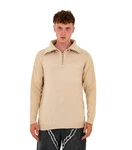 Denim Distriqt Strickpullover Loose Fit mit Stehkragen Beige
