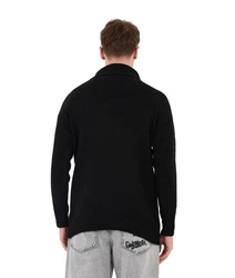 Denim Distriqt Strickpullover Loose Fit mit Stehkragen Schwarz