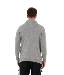 Denim Distriqt Strickpullover Loose Fit mit Stehkragen Grau