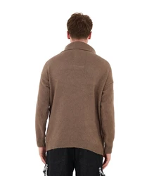 Denim Distriqt Strickpullover Loose Fit mit Stehkragen Braun
