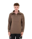 Denim Distriqt Strickpullover Loose Fit mit Stehkragen Braun