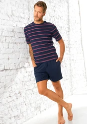 H.I.S Pyjama (2-tlg.) Dunkelblau/Blau/Rot