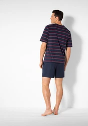 H.I.S Pyjama (2-tlg.) Dunkelblau/Blau/Rot