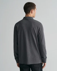 Gant Poloshirt REG CONTRAST PIQUE LS POLO schwarz/antracit melange