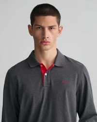 Gant Poloshirt REG CONTRAST PIQUE LS POLO schwarz/antracit melange
