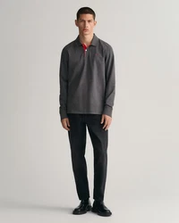 Gant Poloshirt REG CONTRAST PIQUE LS POLO schwarz/antracit melange
