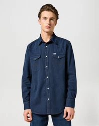 Wrangler Langarmhemd WESTERN SHIRT Dunkelblau/Hellblau/Blau