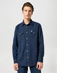 Wrangler Langarmhemd WESTERN SHIRT Dunkelblau/Hellblau/Blau