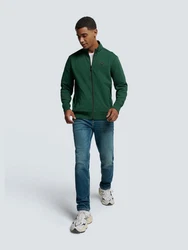 NO EXCESS Sweater Weste mit Twill-Jacquard und Reißverschluss Dunkelgrün/Grün