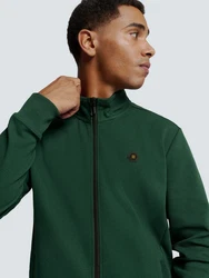 NO EXCESS Sweater Weste mit Twill-Jacquard und Reißverschluss Dunkelgrün/Grün