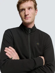 NO EXCESS Sweater Weste mit Twill-Jacquard und Reißverschluss 